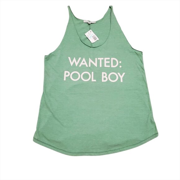 Junk Food Womens Wanted: Pool Boy Tank Medium Cotton Blend Green - Picture 2 of 8